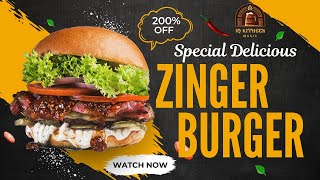 Crispy Zinger Burger Secrets  Homemade Fast Food  IQ KITCHEN MAGIC [upl. by Darrell]