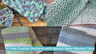 4 Bernat Blanket Yarn Crochet Patterns Super Chunky Yarn How to Easy Patterns [upl. by Emmeline]