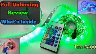 12 volt RGB led strip light unboxing amp review  best decoration RGB LED strip light under ₹400 [upl. by Ruphina609]