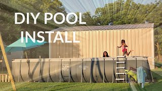 Intex swimming pool set up  How to above ground pool family DIY project backyard project [upl. by Sigvard46]