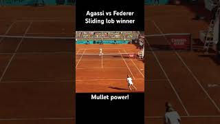 Top Spin 2k25 Agassi Federer sliding lob winner Mullet power shorts topspin2k25 gameplay [upl. by Sane]