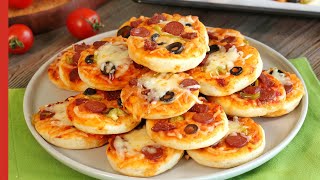 Super Easy PIZZA BITES 🍕  The Best Mini Pizza Recipe With Homemade Pizza Dough [upl. by Hanzelin]