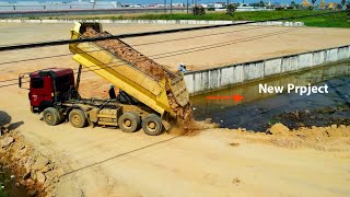 Opening New Project Filling Up The Land huge Bulldozer shantui pushing soil delete pit [upl. by Molini]