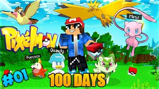 100 DAYS SURVIVE IN MINECRAFT PIXELMON  Episode 1 [upl. by Ennavoj]