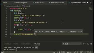 Separate odd and even numbers from array  array in C [upl. by Ihtac]