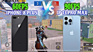 IPHONE 8 PLUS VS IPHONE 13 PRO MAX  PUBG MOBILE 1vs1 TDM GAME PLAY [upl. by Etnelav]