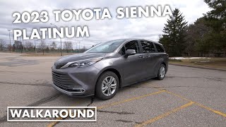 2023 Toyota Sienna Platinum interior and exterior walkaround review  Autoblog Garage [upl. by Nimsaj]