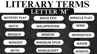 LITERARY TERM SERIES LETTER M DICTIONARY OF LITERARY TERMS [upl. by O'Mahony]