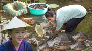 Dianxi Xiaoge Inspires Me  Catch River Mussels And Make Raw Mussels Grilled With Onion Fat [upl. by Cocke427]