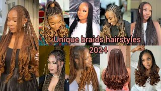 Unique braids hairstyles 2024  Hottest braids ponytail hairstyles  Hairstyles with curls [upl. by Boleyn689]