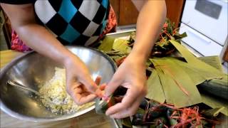 How to make Anksom Kbong or Nom Jang Plain sticky rice cakes [upl. by Uba]