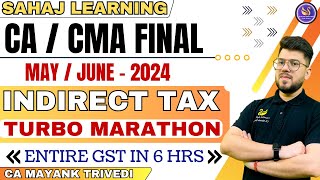 CACMA Final IDT GST Turbo Marathon Entire GST in 6 Hrs with amendment May 2024 Last Day Revision [upl. by Brandais]