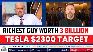 TESLA 2300 Target By Jim Cramer On CNBC Television  Tesla Stock News [upl. by Kitrak]