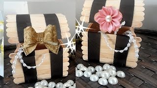 COMO FAZER BÁU FÁCIL E BARATO COM PALITOS DE PICOLÉ  DIY  Amelia Requintada [upl. by Animahs]