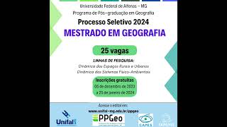 PROCESSO SELETIVO MESTRADO EM GEOGRAFIA 2024 [upl. by Einor]