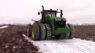 Awesome Big Tractor Power At Work 2016 Chisel Plowing in the Snow [upl. by Zedekiah]