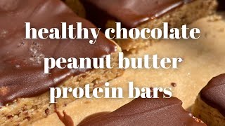 Healthy Chocolate Peanut Butter Cup Protein Bars  Easy NoBake Vegan Dessert [upl. by Delos]