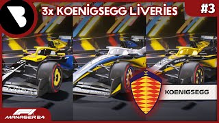 F1 Manager 24  KOENIGSEGG Livery Ideas  NO MODS [upl. by Ayalat]