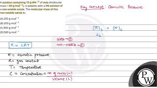 A solution containing 10 g dm3 of urea molecular mass  60 g mol1 is isotonic with a 5 sol [upl. by Siouxie]