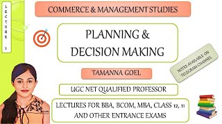 Planning  Decision Making  Principles of Management  Elements of Management  Lecture 1 [upl. by Lebiram213]