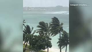 Typhoon hits Guam with fierce winds rains [upl. by Stichter659]