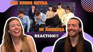 Bts Being Extra in America REACTION This is complete chaos😂 [upl. by Studdard412]