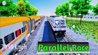 Superfast 🆚 Amrit Bharat Parallel RACE  Indian Train Simulator Game  Android Gameplay [upl. by Wolgast]