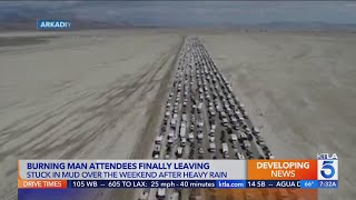 Thousands try to escape the mud at Burning Man festival [upl. by Avlis]