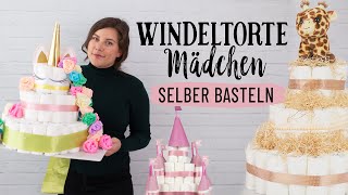 Windeltorte Mädchen  Glückwunsch zur Geburt 👶🏽 DIY Babygeschenk zur Taufe 🍼🎁Teil 2 [upl. by Boiney]