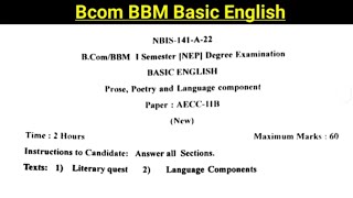 English Question Papers Bcom BBM University Karnataka 2022 Poetry Prose and Language Component [upl. by Sion945]