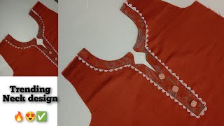 Latest Neck design with  Sewing tips and tricks for beginners Cutting and stitching [upl. by Navac282]