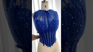 Making a corset long sleeves royal blue mini dress prom wedding hautecouture sewing dressmaking [upl. by Ainat533]