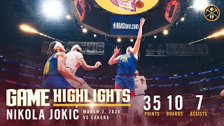 Nikola Jokić Full Game Highlights vs Lakers 🎥 [upl. by Novj604]