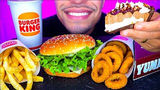 ASMR EATING BURGER KING IMPOSSIBLE WHOPPER CRISPY ONION RINGS FRIES JERRY NO TALKING MUKBANG [upl. by Sherl905]