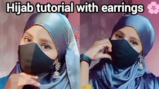 Hijab Tutorial With Earrings 🌸 Wedding Hijab Tutorial 🌸 [upl. by Willem]