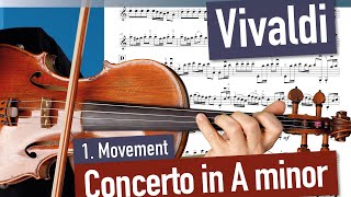 Vivaldi Concerto in A minor VIOLIN DUO Arrangement CLOSE UP 1 Movement Op 3 No 6  Violin Sheet [upl. by Hahcim]