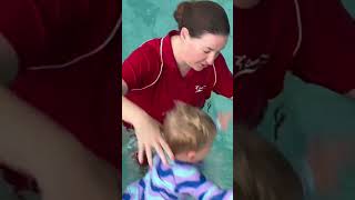 Dive and Swim Through The Hoop swim learn babyswimminglessons happybaby learntoswim [upl. by Ruy]