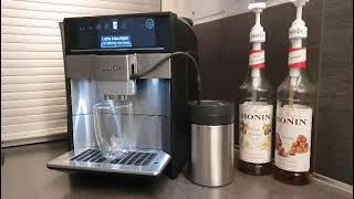 Kaffeevollautomat Siemens EQ6 plus extraklasse Latte Macchiato machen [upl. by Nosnor]