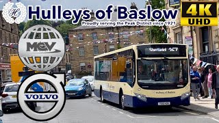 Hulleys Of Baslow 257 Peak District Bakewell to Sheffield via Eyam Bamford MCV eVoRa Volvo B8RLE [upl. by Arataj142]