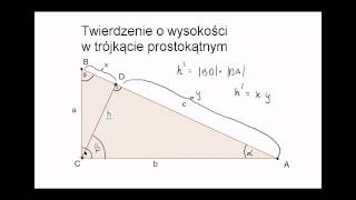 Twierdzenie o wysokości w trójkącie prostokątnym [upl. by Ebarta]