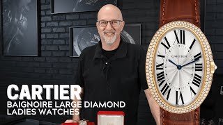 Cartier Baignoire Large Diamond Ladies Watches Review  SwissWatchExpo [upl. by Sirtaeb40]