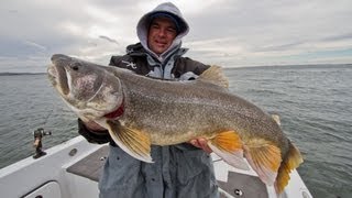 Insane Trophy Lake Trout on Fort Peck Reservoir [upl. by Yeca]