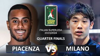 Quarter Finals of Italian Volleyball SuperLega 20232024  Piacenza vs Milano [upl. by Oiretule756]