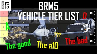 Brm5 Vehicle Tier List  ROBLOX BLACKHAWK RESCUE MISSION 5 [upl. by Yanad]