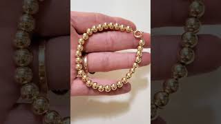 14k Solid Yellow Gold 6mm Ball Bead and Bolt Spring Clasp Bracelet [upl. by Akselav]