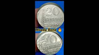 Moeda 10 e 20 centavos Boné coin sshorts [upl. by Orecul]