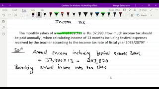 The monthly salary of a married teacher is Rs37990 How much income tax should be paid [upl. by Chara]