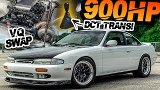 900HP Nissan S14 VQ37HR Swap with DCT Trans VS ZR1  Tesla Plaid  BMW S1000RR  GT500 [upl. by Ecnerat]