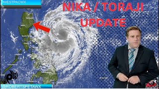 Nika intensifying to Typhoon Status prior to landfall multiple other storms developing westpacwx [upl. by Enenstein]