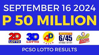 Lotto Result Today 9pm September 16 2024  PCSO Complete [upl. by Vassili]